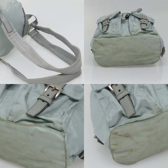 PRADA Backpack Nylon Light Blue Silver - Picture 10 of 13